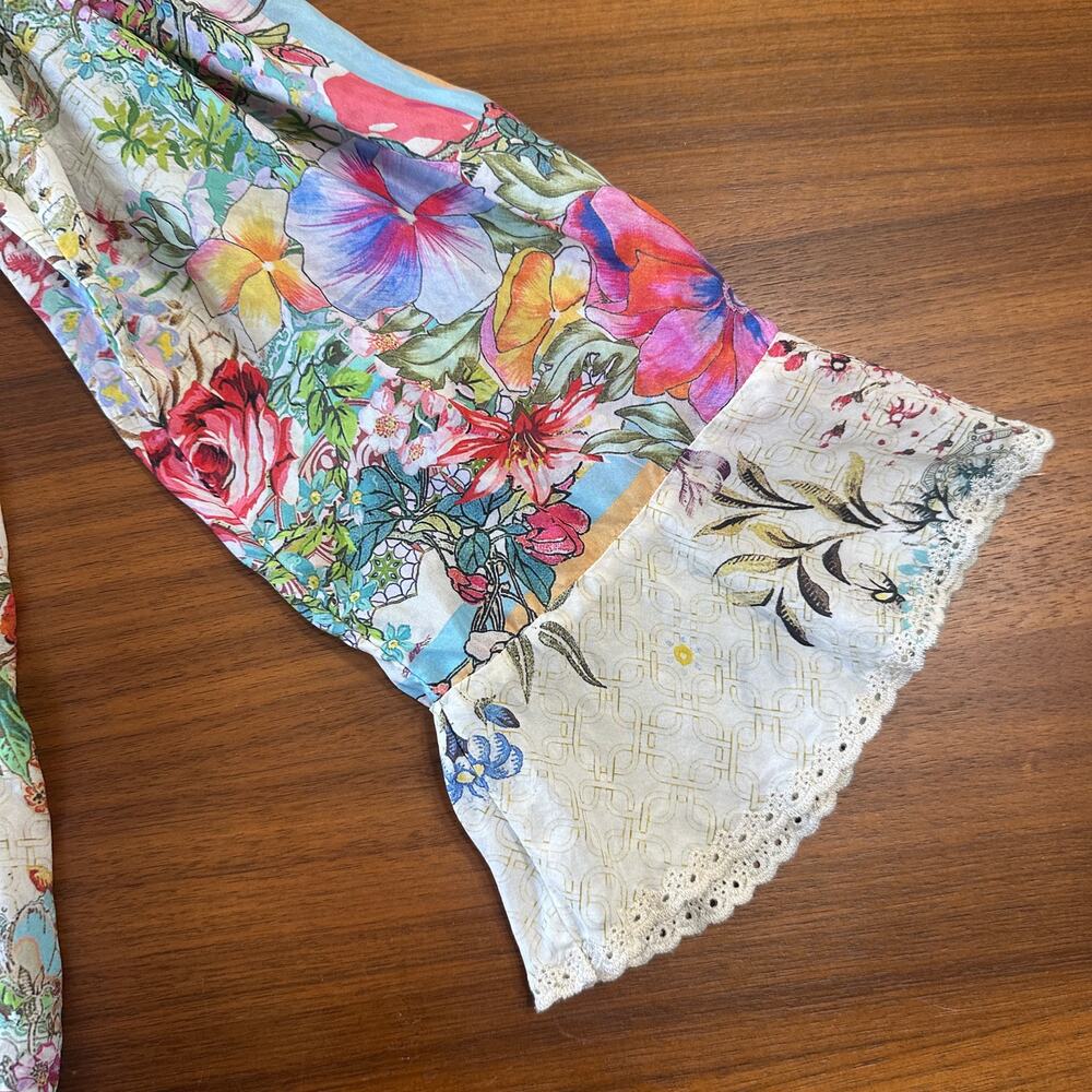 Johnny Was Daria Silk Blouse, Boho Chic, 100% silk, vacation, resort, Medium - Picture 9 of 11